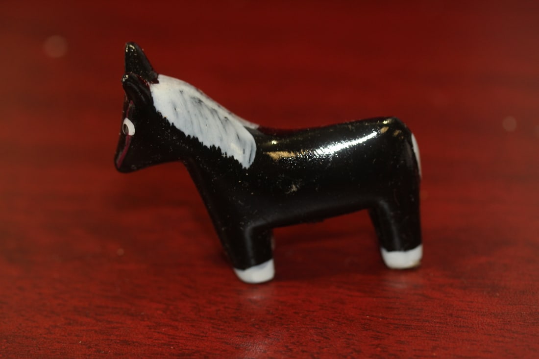 A Painted Wooden Horse: 2 1/4" long