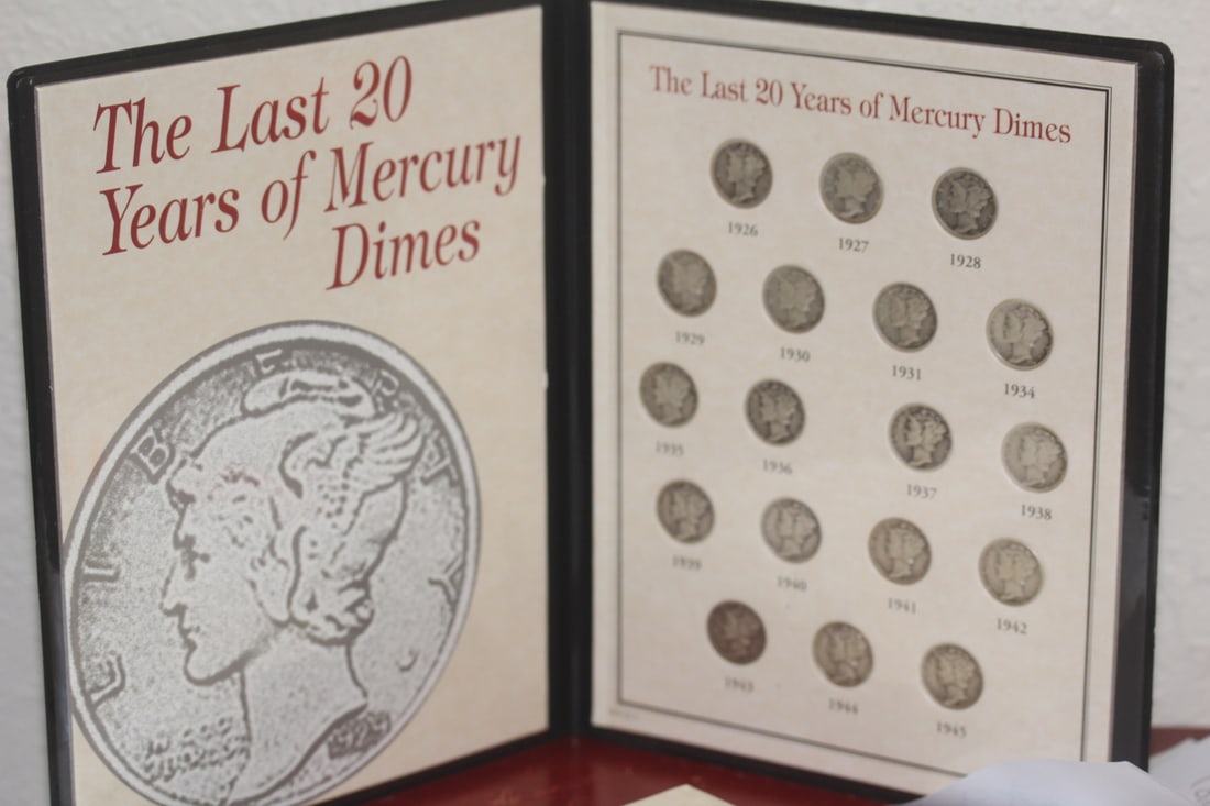 The Last 20 Years of Mercury Dimes: in folder - with COA - total= 18 silver dimes
