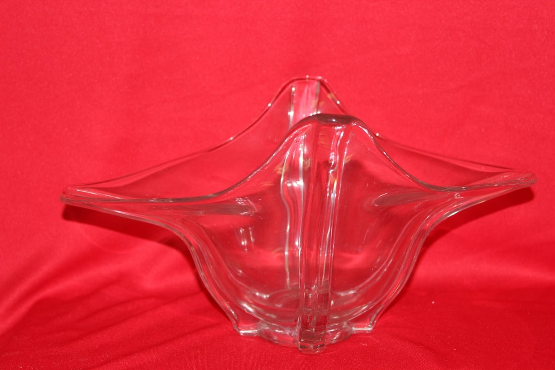 Unusual Clear Glass Bowl: 6" tall