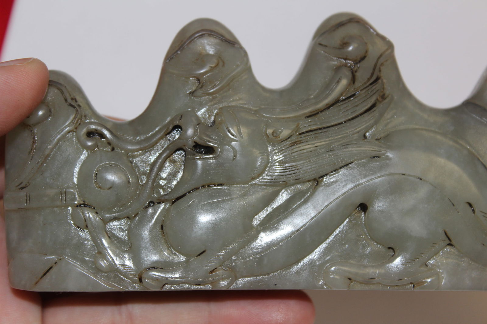 A Signed Jade Brush Rest - 7