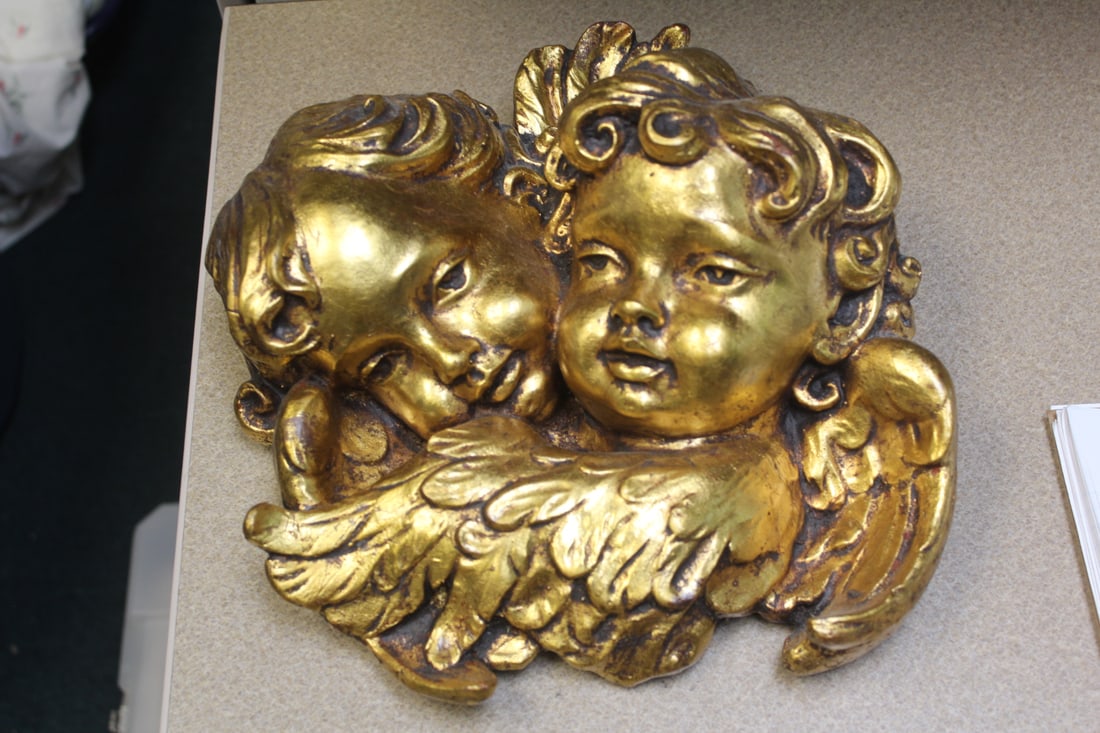 Vintage Angels: gold gilted on wood - approximately 11 inches wide
