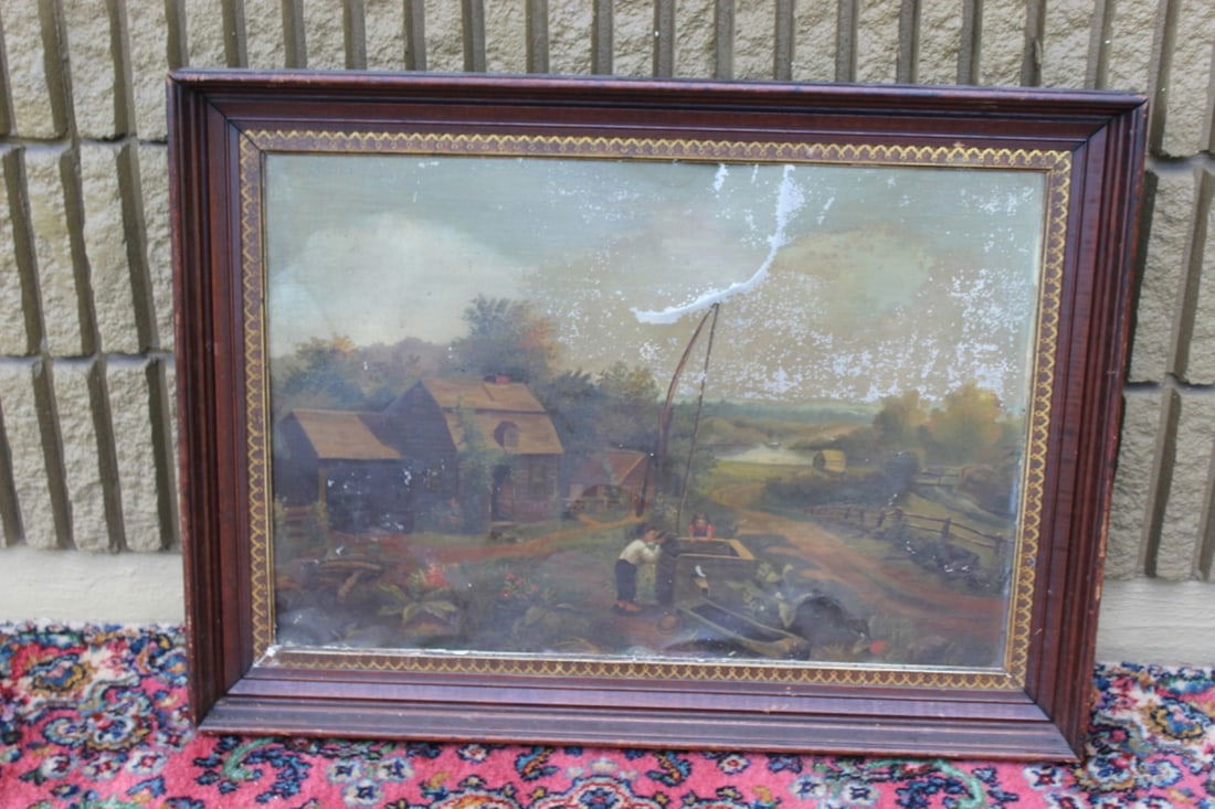 An Oil on Tin: Needs restoration - as found - Probably 19th century - overall= 23" x 31"
