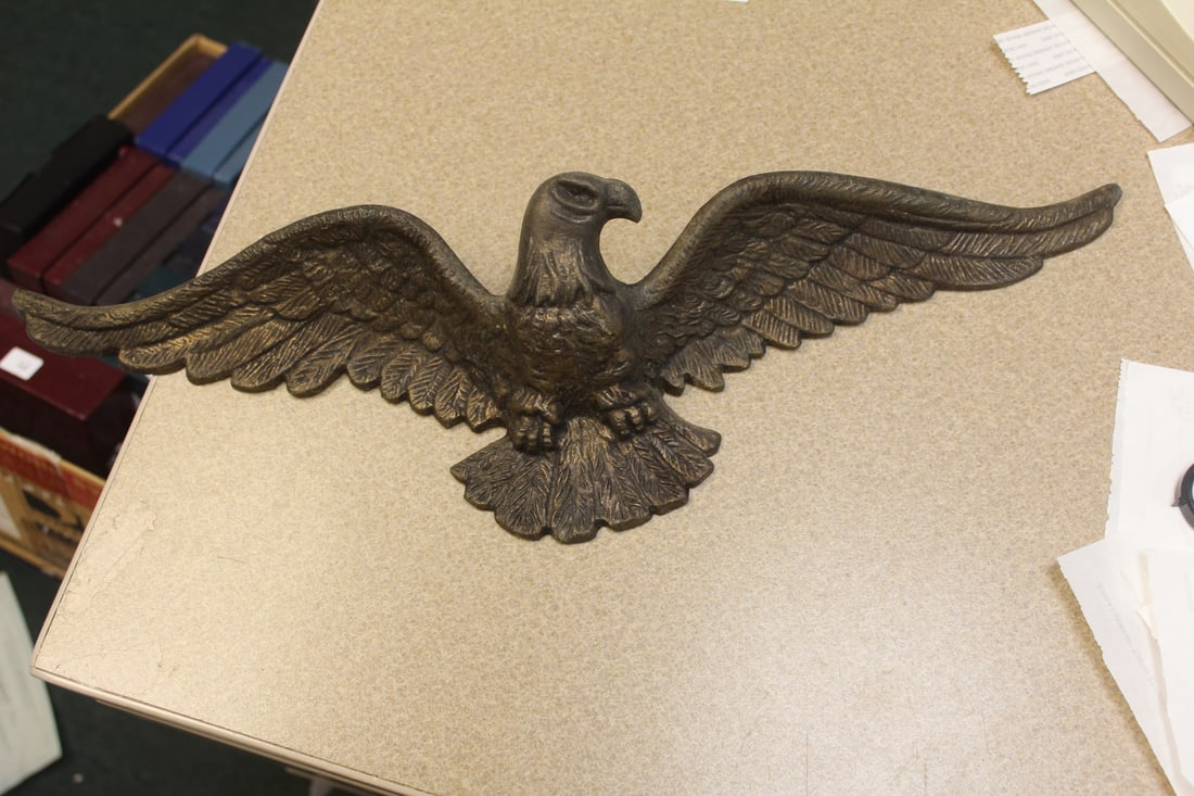 Vintage Eagle Wall Hanger: metal/brass - 18" across