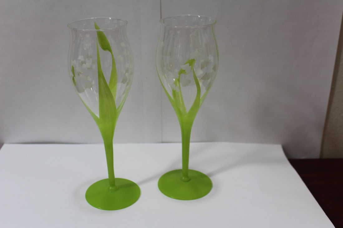 A Gloria Vanderbilt Goblet: hand painted - 8 1/2" tall