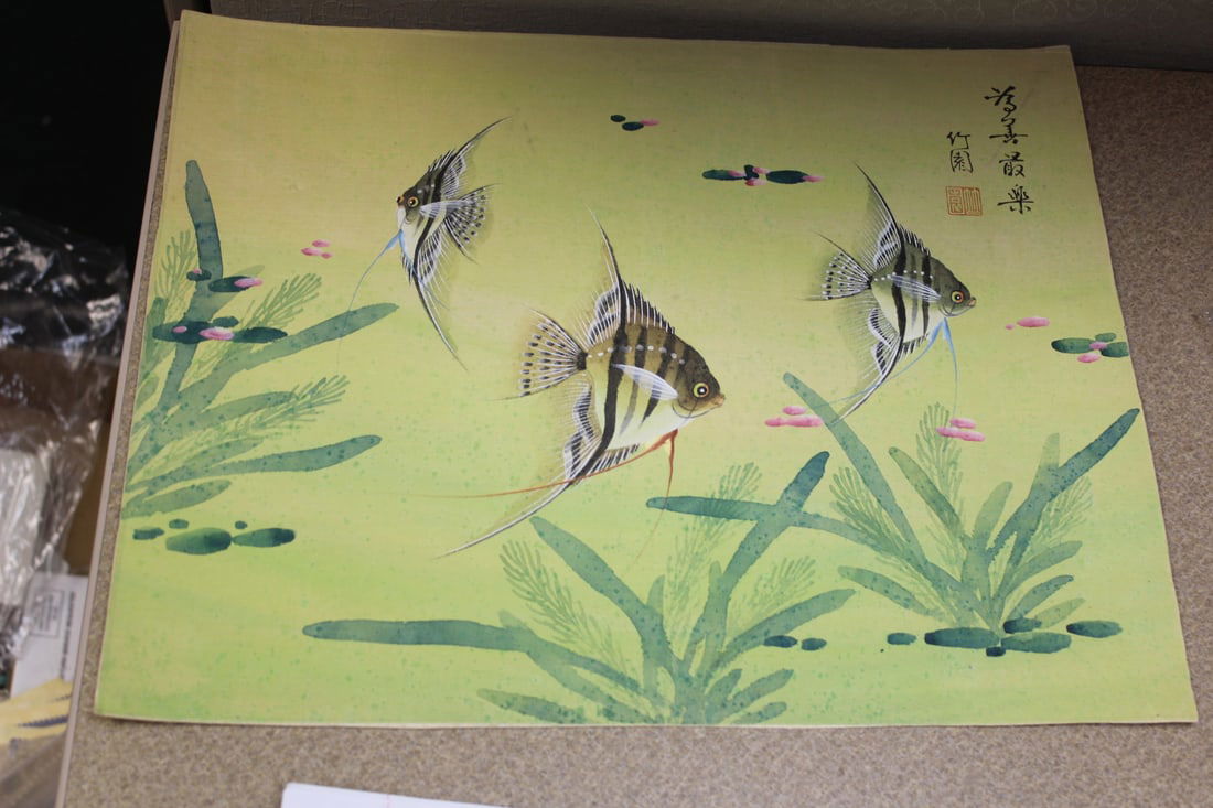 Vintage Chinese Watercolour: artist signed and sealed - unframed - 14 3/4" x 11 7/8"