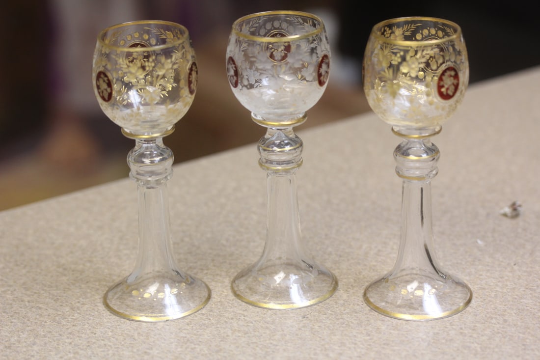 Lot of Three Moser Goblet (1 of 9)