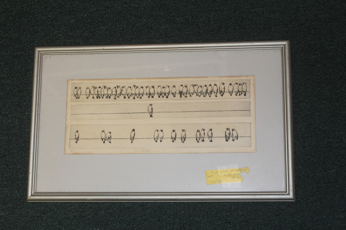 Limited Edition Drawing by Andrew somebody: 1960's - framed - overall= 21" x 13" - sight= 15" x 6"