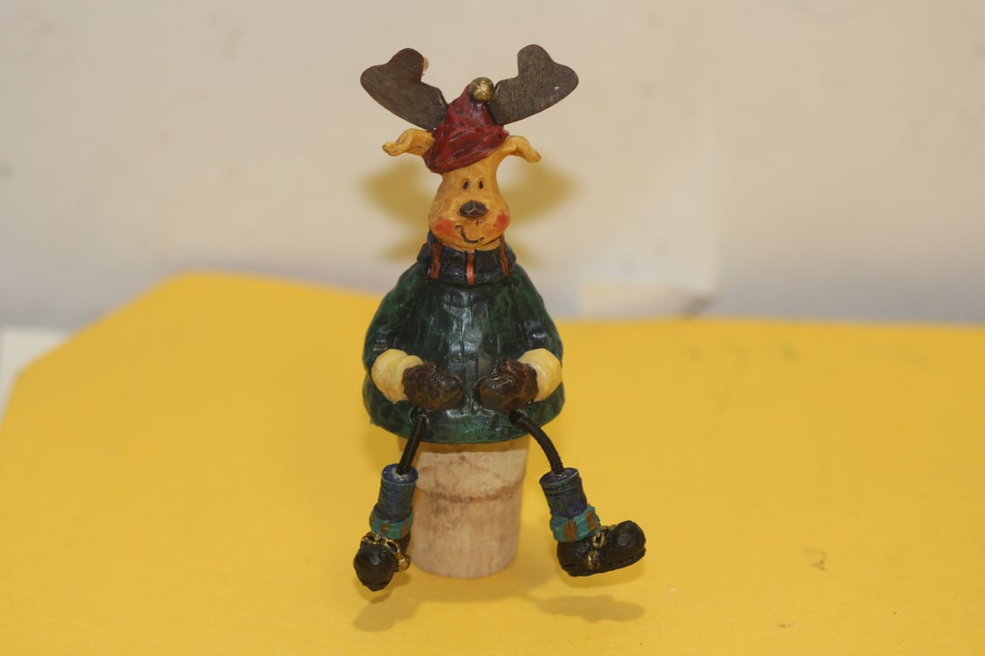 A Raindeer Cork Stopper: 3 1/2" tall