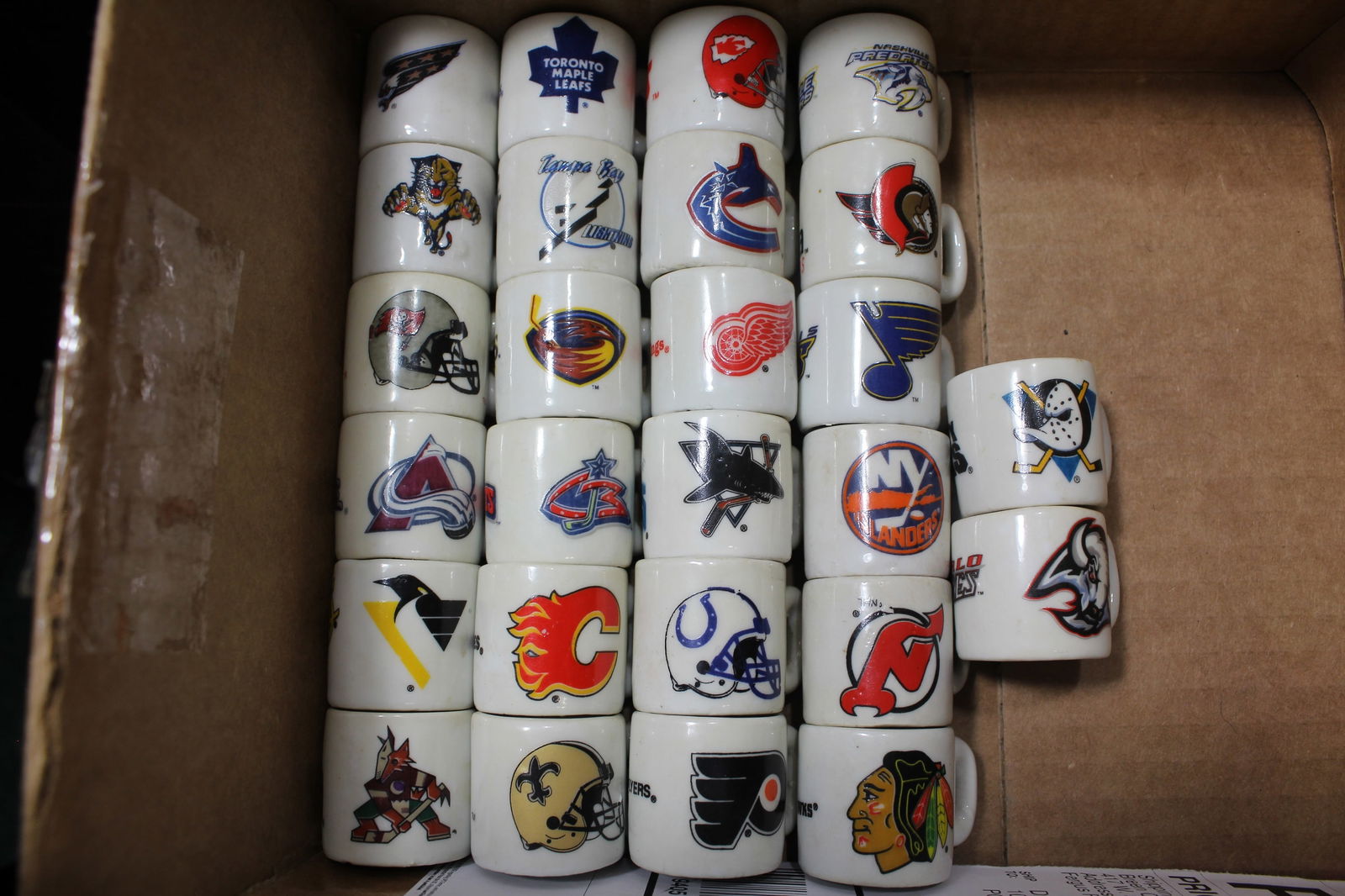 Lot of 26 Miniature Football Logo Mugs: as shown