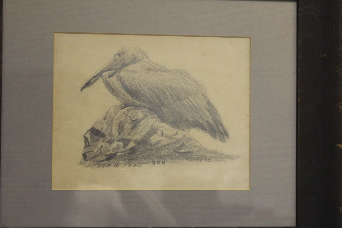 An Etching By Listed Artist Samuel Baldwin Pratt: overall= 18" x 15" - sight= 8 1/2" x 6 1/2" - dated 1926 - old oak frame