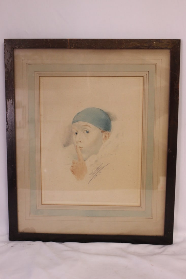 An Antique Hand Pencil Signed Etching: however, artist unknown - overall= 17 1/4" x 14 1/4"