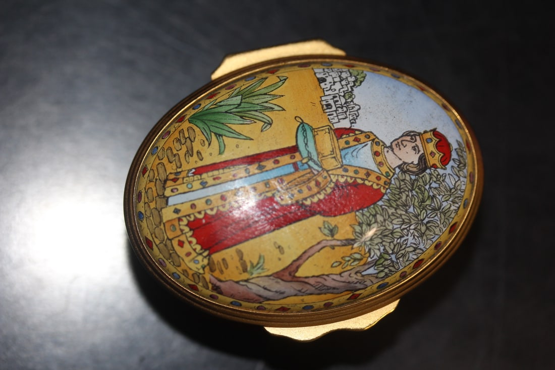 Haloyon Days Enamel Trinket Box: possible a limited edition one - 2" in diameter