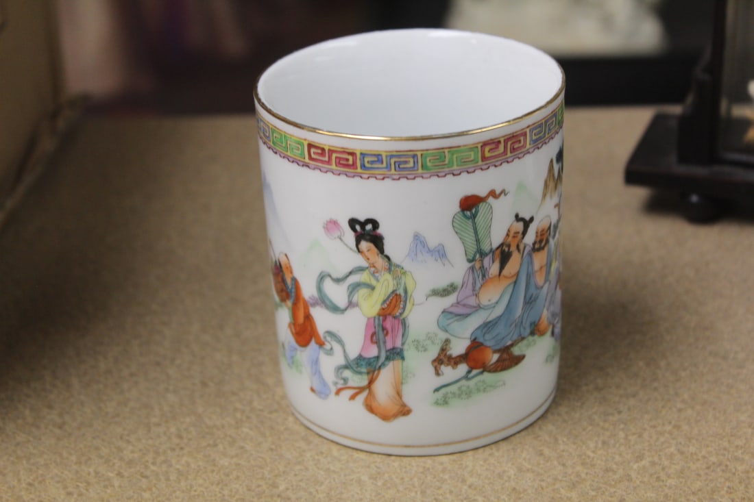 Chinese Cup: hand painted - 3 3/4" tall