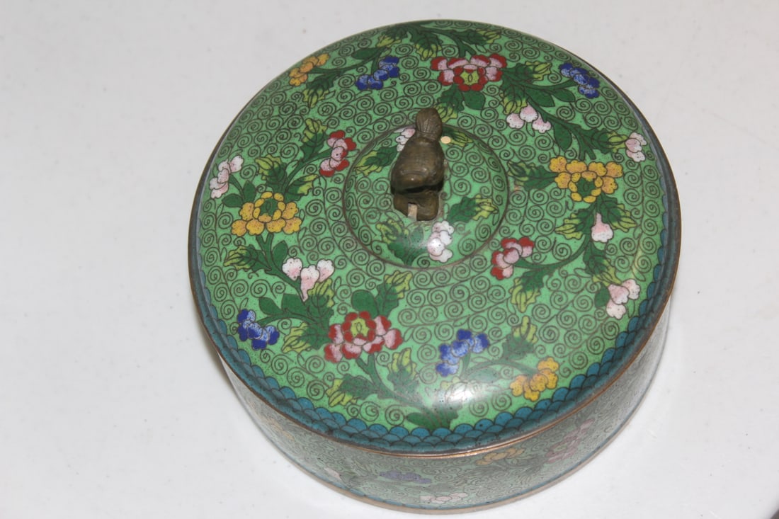 Chinese Cloisonne Divided Sweet Container: Antique: late 19th to early 20th century - 6 1/2" in diameter