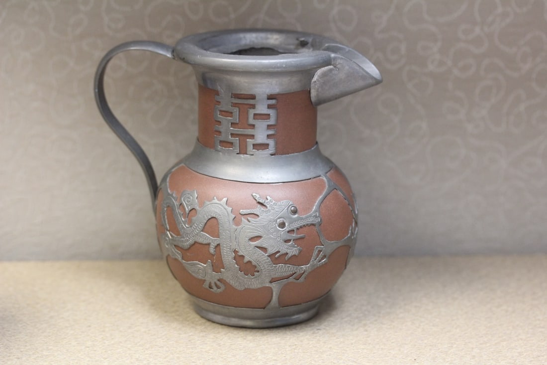 Yixing Creamer or Teapot: missing lid - marked "Made in China" - 5 3/8" tall