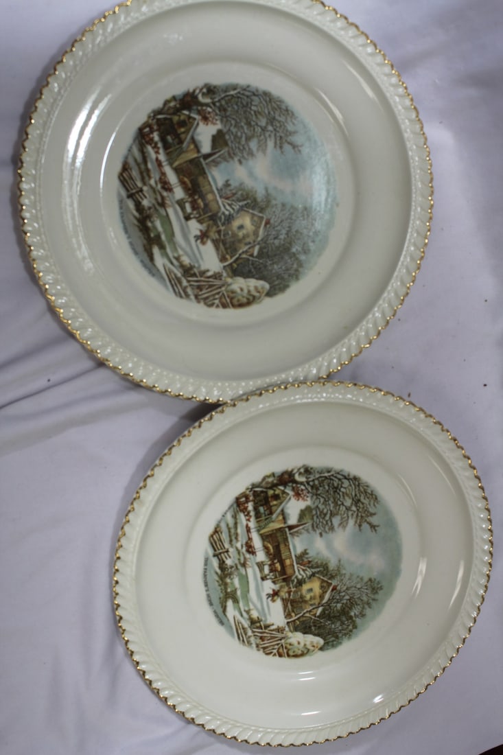 A Pair of Currier and Ives Plates: 10 1/4" in diameter