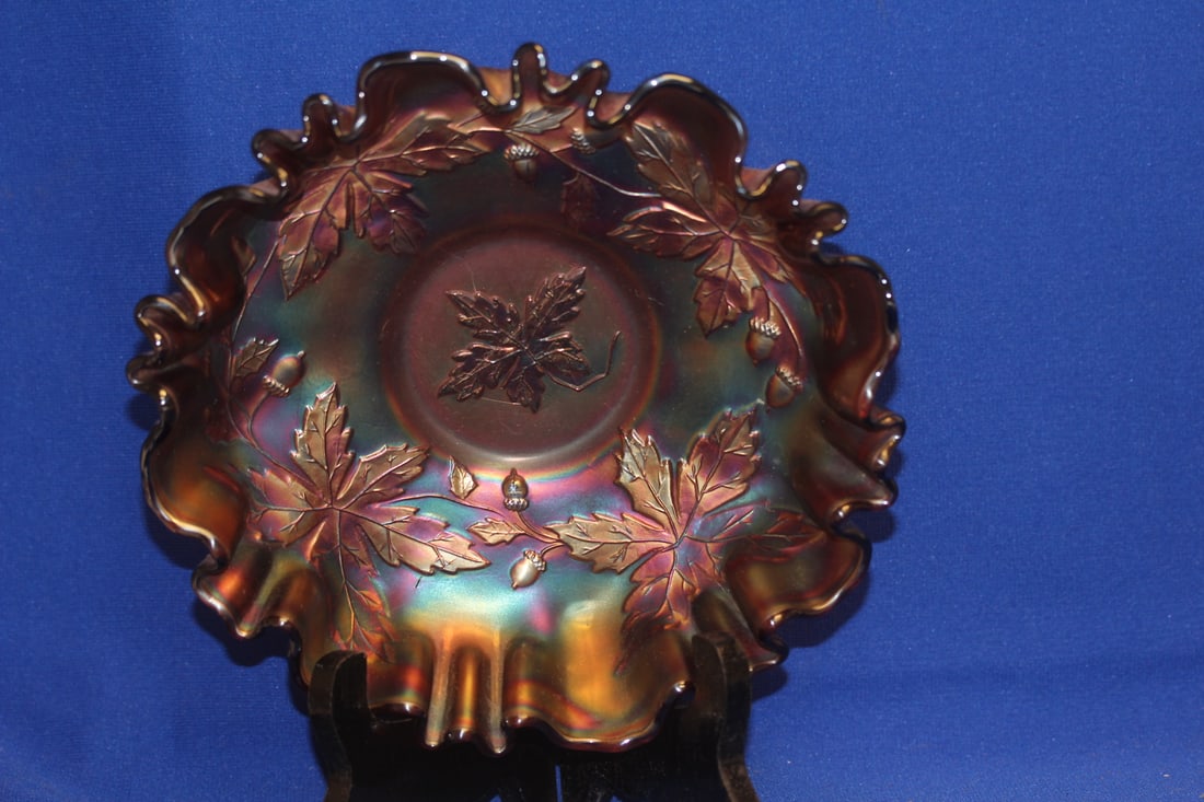 Carnival Glass Bowl: 7 3/4" in diameter - foliated - unusual design