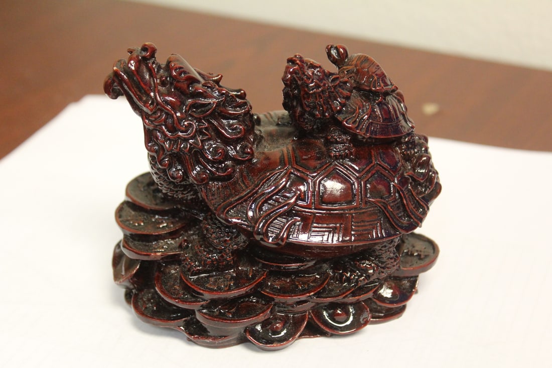 A Chinese Resin Dragon Head Turtle: 4" tall
