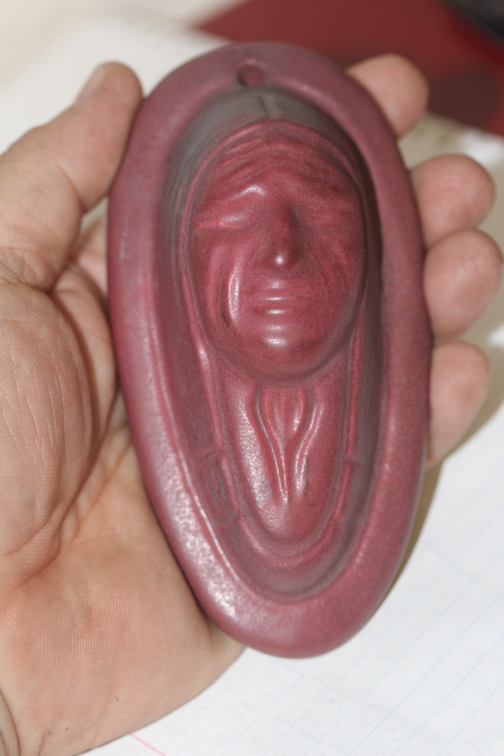 Antique Van Briggle Indian Plaque: 4 3/4" across