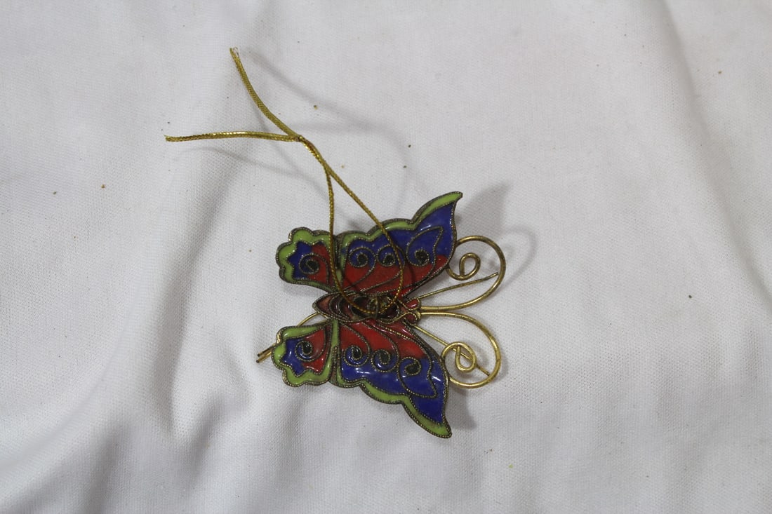A Chinese Enamel Butterfly Christmas Ornament: as shown
