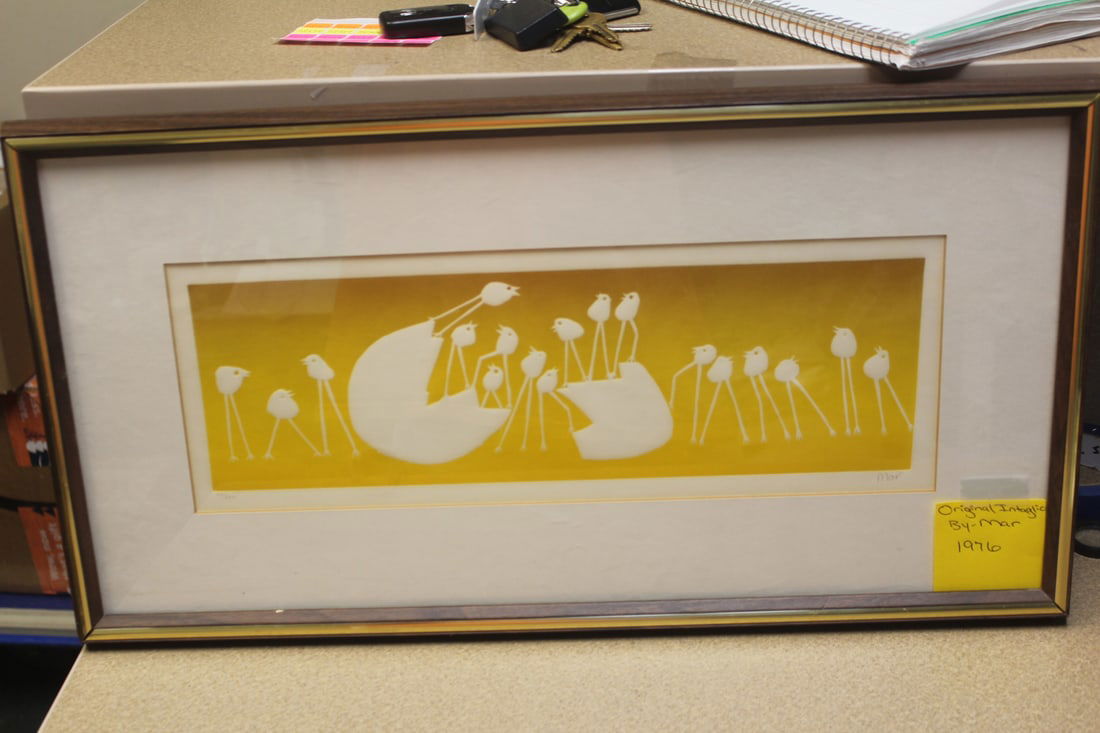 Modernism original limited edition intaglio by Mar: framed overall 24"x12 1/2"