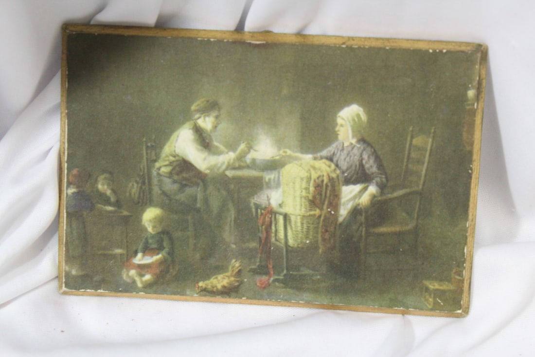 An Old Print Glued on Wood: 5 3/4" x 3 3/4"