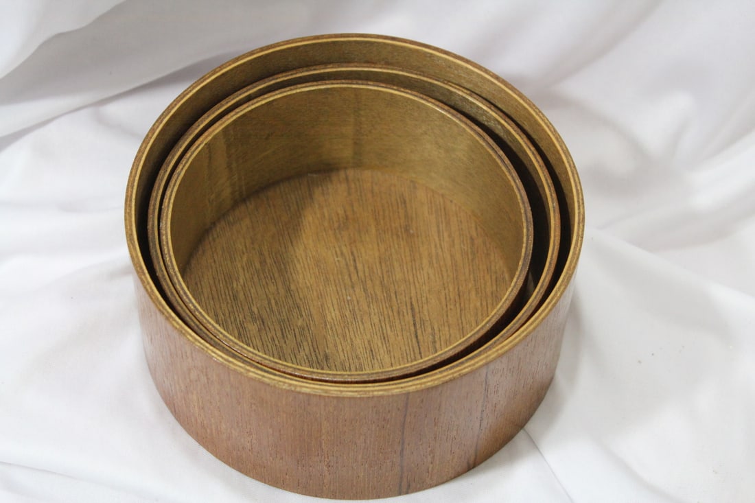 A Bamboo Stacking Bowl: largest: 6 1/4" in diameter