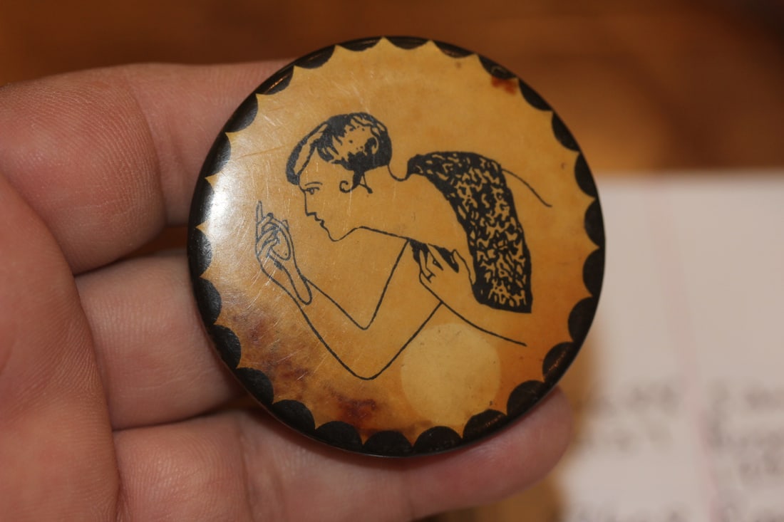 Vintage Risque Celluloid Mirror - 2