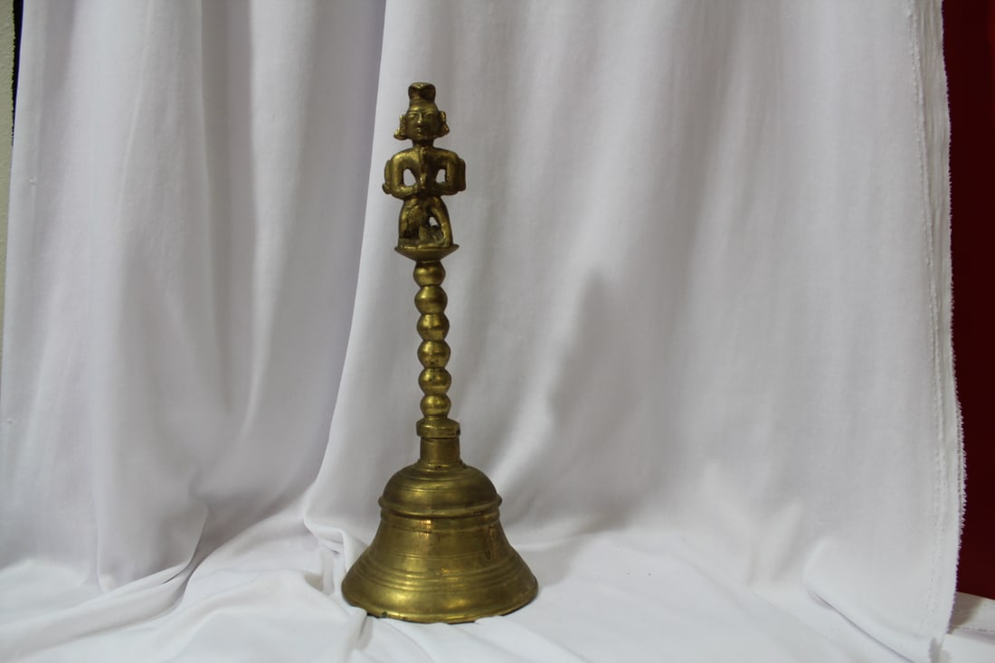 A Bronze Bell: with clasp - 11" tall