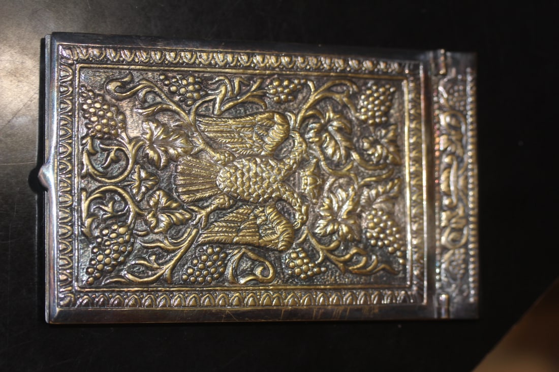 Antique/Vintage Repousse Note Pad: pewter of silverplated - 6" across