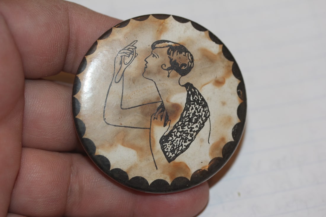 Vintage Risque Celluloid Mirror: as shown on photos