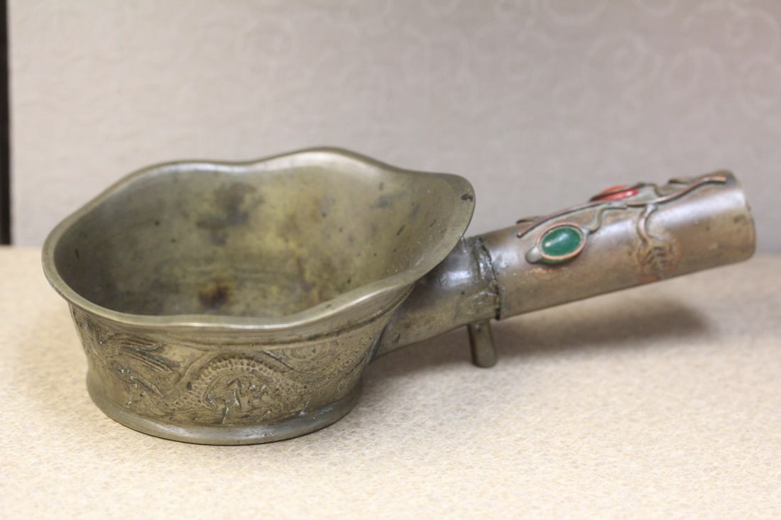 Vintage/Antique Silk Iron: 7 3/4" long - marked "China" - jeweled handle