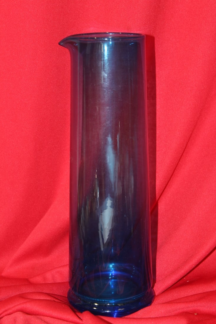 A Cobalt Blue Glass Pitcher: 10 1/2" tall