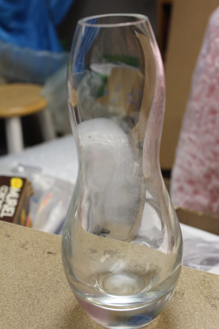 Clear Gourd Shape Glass Vase: 9 3/4" tall