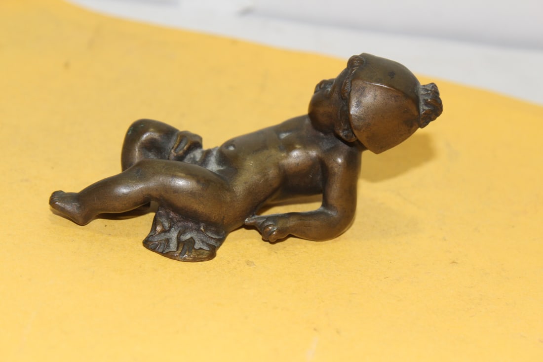 A Signed Solid Bronze Baby Figure - 3