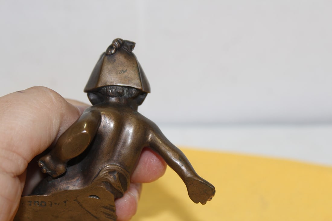 A Signed Solid Bronze Baby Figure - 5