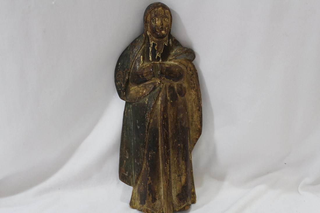 An Antique Wooden Icon: 9 1/2" tall