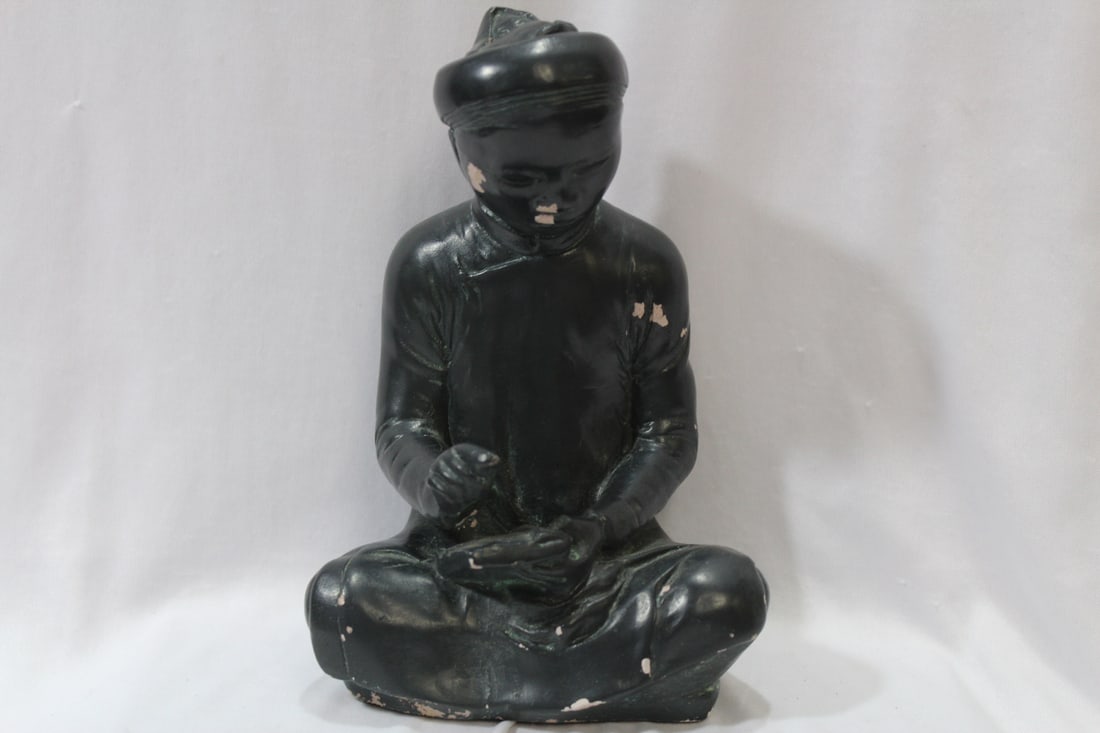 A Chinese Ceramic Man: worn - paint peeling off easily - 8 1/2" tall