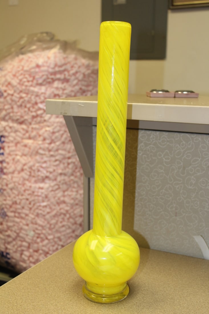 Murano Artglass Vase: paper labeled - 18" tall