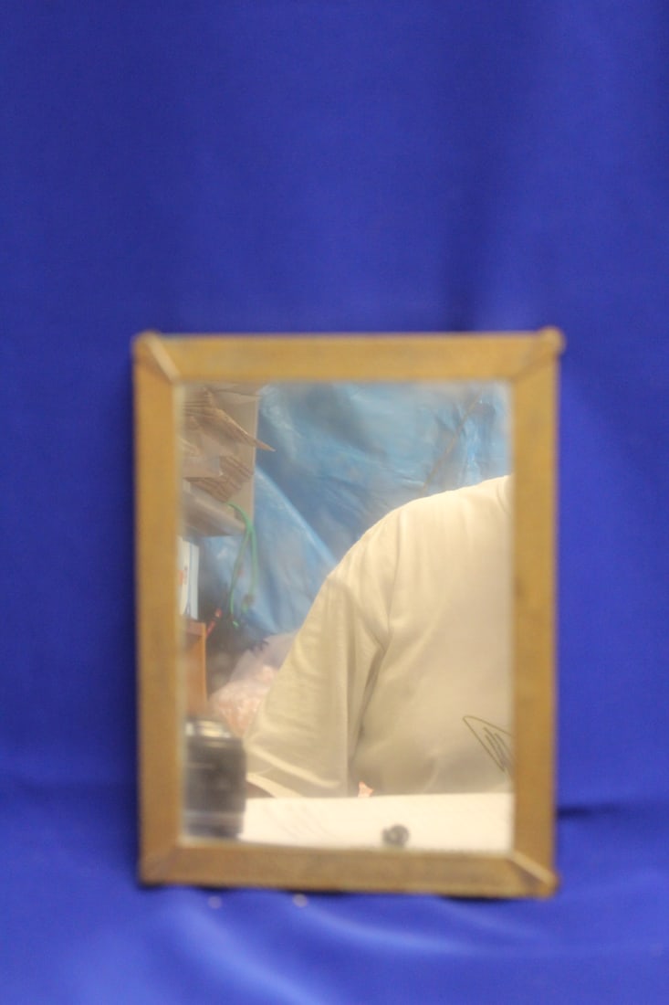 A Vintage Copper Mirror: arts and crafts period - 8 1/4" x 6 1/4" - hand hammered