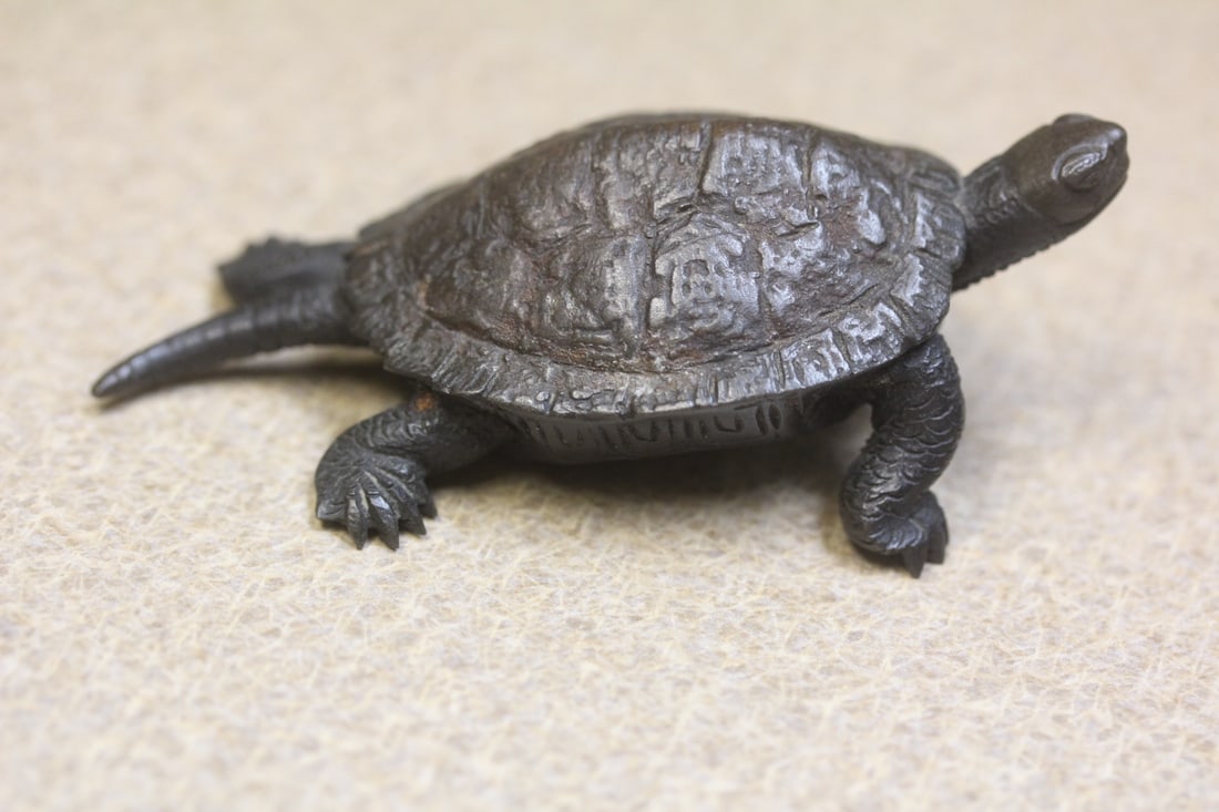 Japanese Okimono of a Turtle: Solid, most likely cast iron - 3 1/2" across