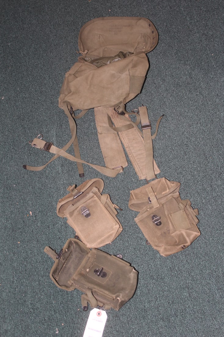 Viet Nam War Era US Military Bag: dated 1961 - and ammo pouches - total of 4 items
