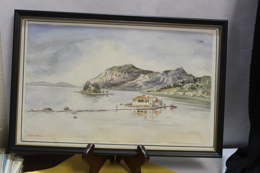 A Vintage Watercolor by Spyros Kritikos?: overall= 14 1/2" x 9 1/2"