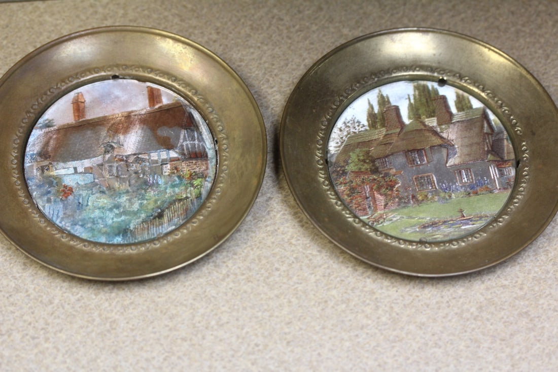 Two Hollowgrammed Small Wall Hanger: made in England - 5" in diameter each