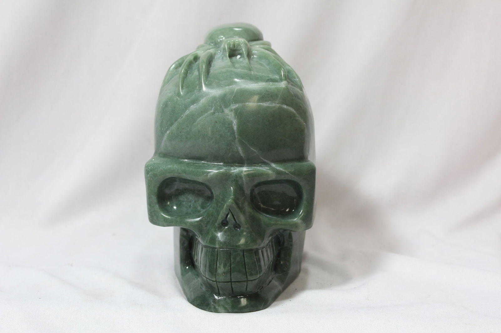 A Jade or Similar Hardstone Skull: 6" tall