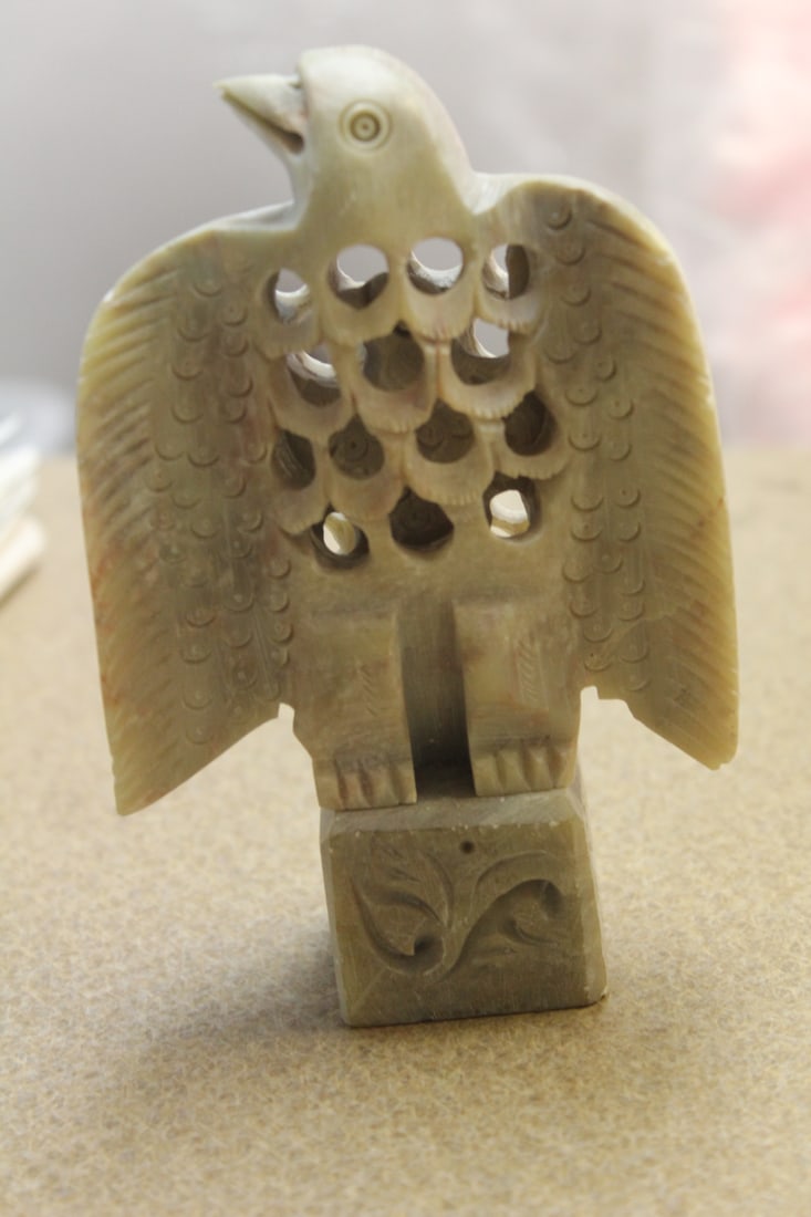 Reticulated Soap Stone Bird: 5" tall