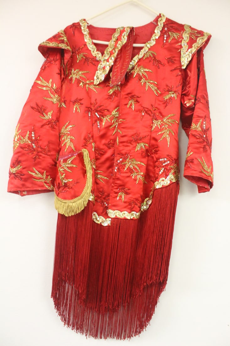 An Antique/Vintage Outfit: Oriental? Circus, Cinamea or play outfit - 29" long - tassels= 12" long - underarm measurement= 20"
