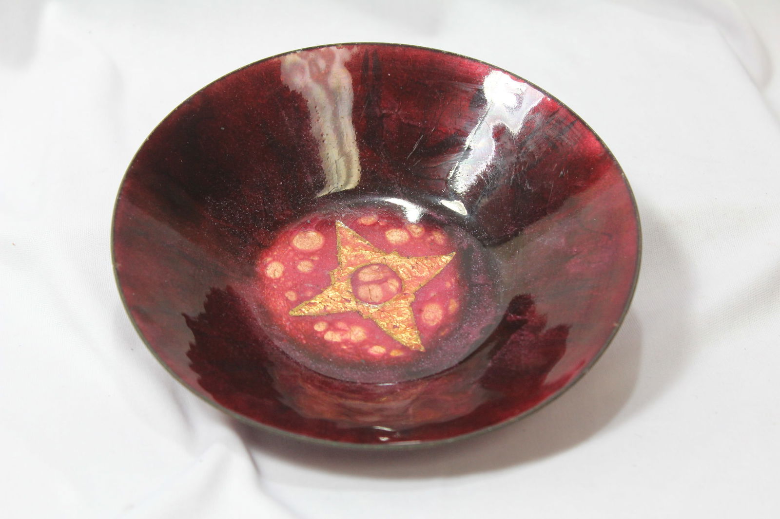 A Signed Enamel Plate: Anne Hutz? - 6 5/8" in diameter