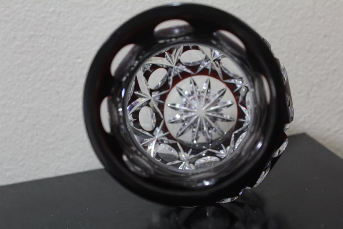 A Ruby Red Cut Glass Vase - 4