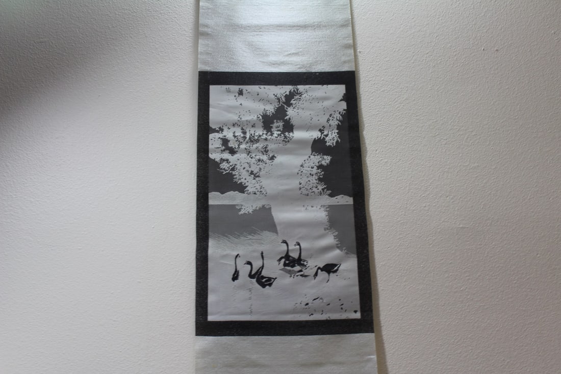 A Signed, Hand Painted Scroll: 41" long